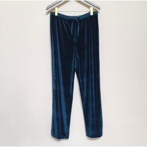 Coldwater Creek Velour Pants Womens Size Medium Teal Drawstring Elastic Waist